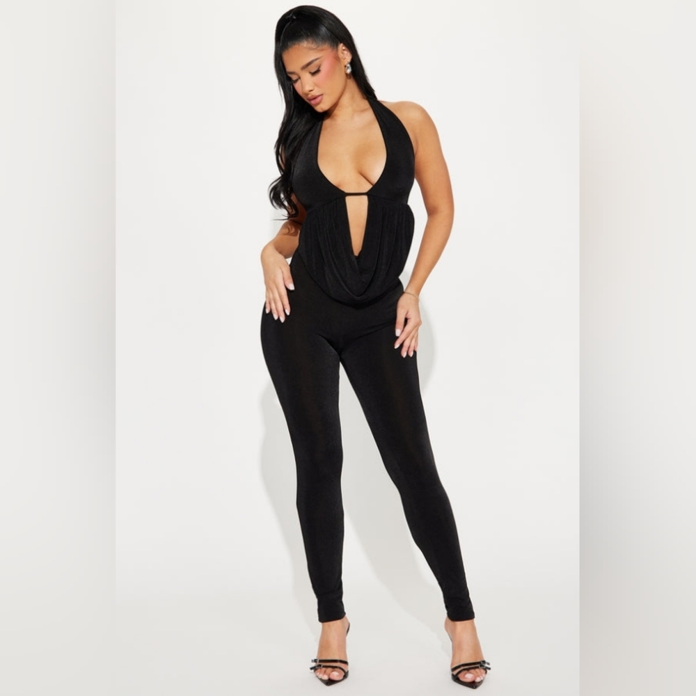 NEW! Black Plunge Jumpsuit